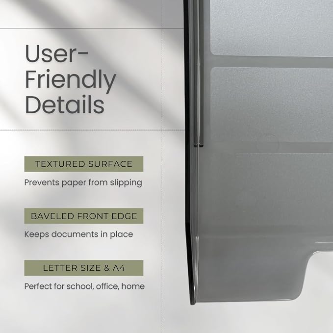 Acrimet 3 Tier Paper Organizer Letter Tray - Plastic Stackable Desk File Organizer, Front Load Paper Sorter Organizer for Letter/A4 Office File Folder Holder - Clear Gray