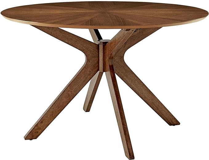 Modway Crossroads 47" Round Wood Dining Table, Walnut