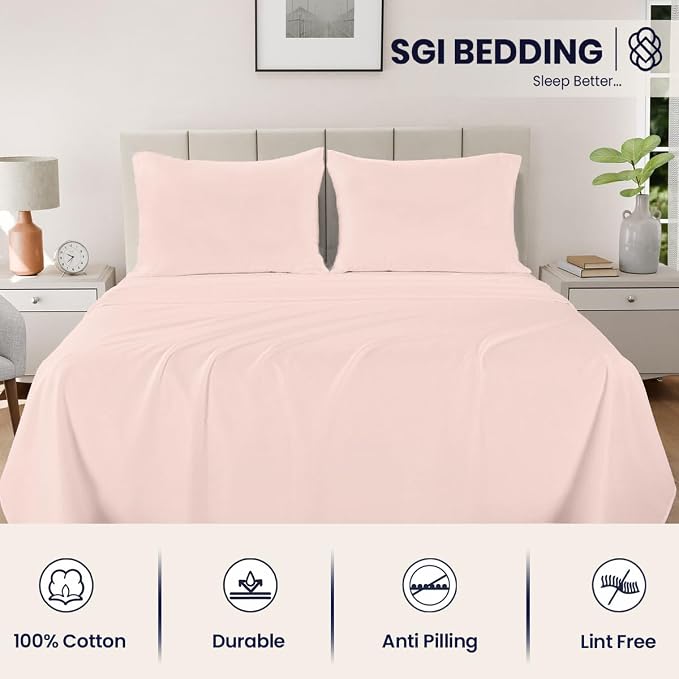 SGI bedding 100% Egyptian Cotton Sheets Queen Size – 600 Thread Count Sheets Set, Soft, Cooling, 15" Deep Pocket, Luxury Hotel Bedding, Breathable, Durable - Peach