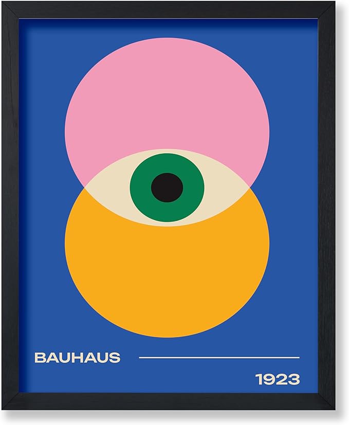 Poster Master Bauhaus Poster - Eye Print - Layered Circles ART - Graphic Design - Geometric Style - Chic Boho ART - Mid Century Modern - Living Room or Bedroom Decor - 8x10 UNFRAMED Wall Decor