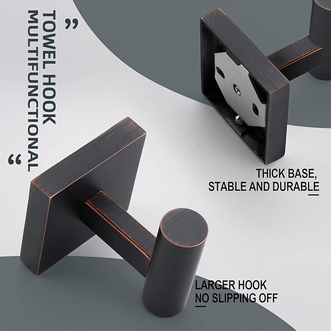KOKOSIRI Robe Hooks Bathroom Towel Coat Hook for Bath Kitchen Hardware Wall Mounted, 2 Pack Oil Rubbed Bronze Stainless Steel B1013ORB-P2