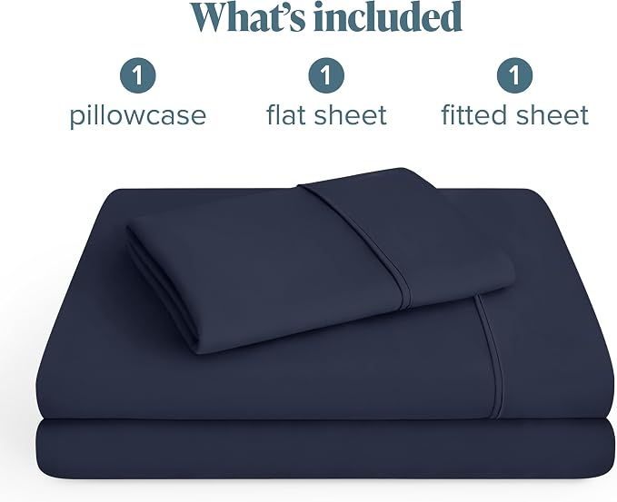 Bare Home Twin XL Sheet Set - 1800 Ultra-Soft Microfiber Twin Extra Long Bed Sheets - Double Brushed - Deep Pockets - Easy Fit - 3 Piece Set - Bedding Sheets & Pillowcases (Twin XL, Midnight Blue)