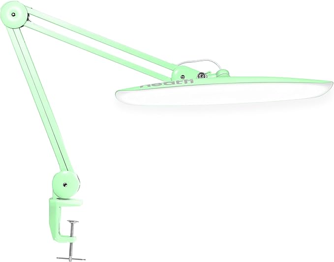 Neatfi XL Nail Desk Lamp with Clamp, 2200 Lumens, 20-Inch Wide Head, Dimmable 4 Levels, 6500K, LED Task Light for Manicure Table, Crafts, Workbench, Office (Non-CCT, Midnight Green)