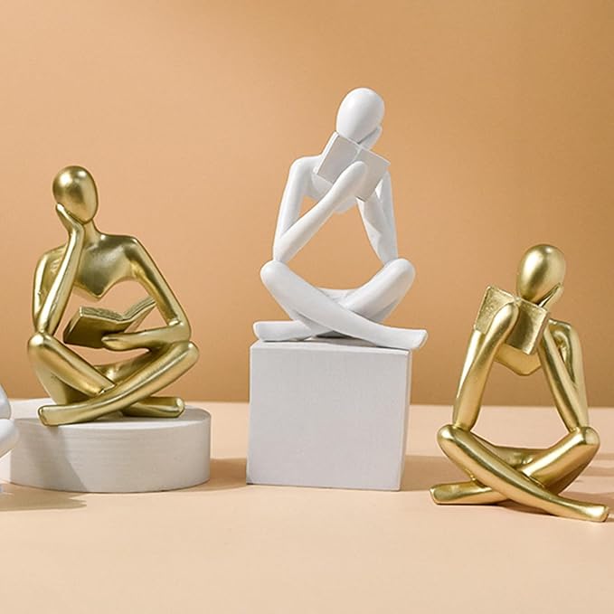 Jinkoozz Reading Women Statue, Thinker Sculptures, Abstract Art Ornament, Modern Aesthetic Figurine Decoration, Suitable for Home Living Room Bedroom Office Shelf Table Desk Bookshelf Decor