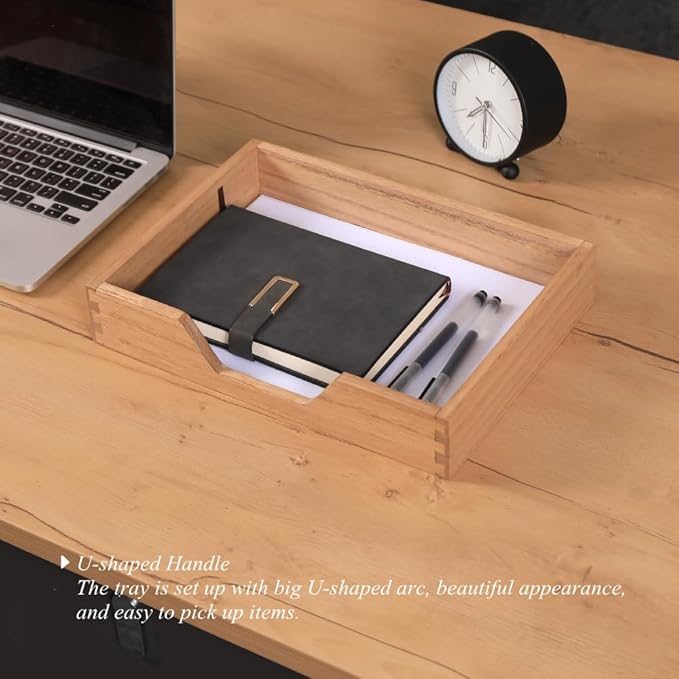 DDYURI Wood Letter-Size Tray for Office Desktop Organizer - Wooden Front-Load Documents Tray for Mail, Paper, File, Magazine, Pen,Notebook Storage Paper Holder Trays Light(DGTU-LT)