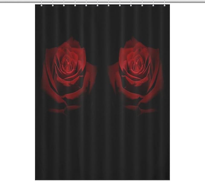 Red Rose Floral Shower Curtains Romantic Red Roses Artistic Theme Waterproof Shower Curtains for Bathroom Decor 12 Pack Hooks 55x72in（140x183cm）