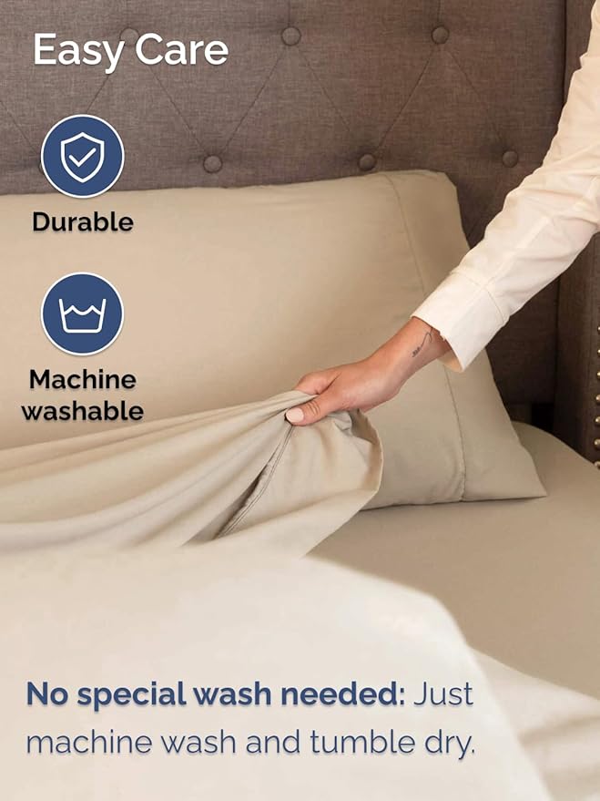 Extra Deep King Sheet Set - 6 Piece Breathable and Cooling Sheets - Hotel Luxury Bedding for Women, Men, Kids & Teens - Easy & Secure Fit - Soft, Wrinkle Free and Comfy - Extra Deep Pockets - Cream