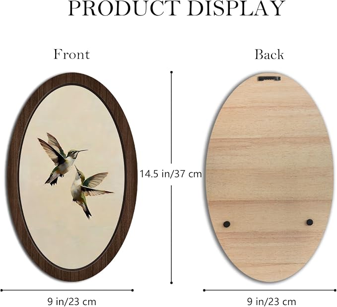 UYIKG Vintage Hummingbird Oval Wall Art,Rustic Farmhouse Cottagecore Oil Painting Hummingbird Oval Wall Decor,Farmhouse Country Wooden Framed Decor for Home Bedroom Living Room 9x14.6 in