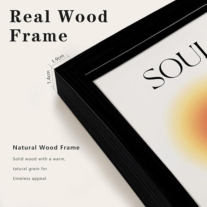 LIANGKESU Black Framed Soul Body Mind Wall Art Aura Gradient Minimalist Canvas Prints Wall Decor 16x24 Inch Positive Energy Wall Picture for Living Room Bedroom Office