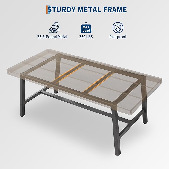 GarveeHome Industrial Dining Table for 4-6 People, 63" Long Wooden Kitchen Table with Sturdy Metal Frame & Grey Finish - Seats 4 Rectangular Counter for Dinner, Kitchen, Dining Room - Grey