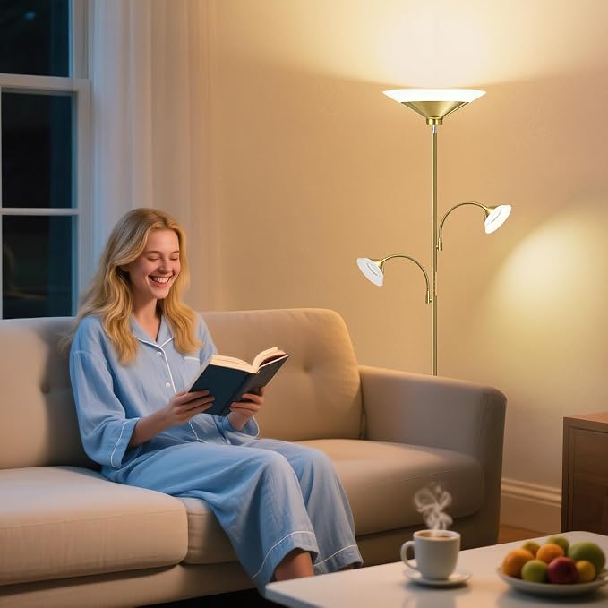 SIBRILLE 3 Way Torchiere Floor Lamp - 42W Dimmable LED Tree Standing Lamp with Remote, 2300LM, Color Changing, 72" Tall Bright Floor Lamp for Living Room Bedroom Office