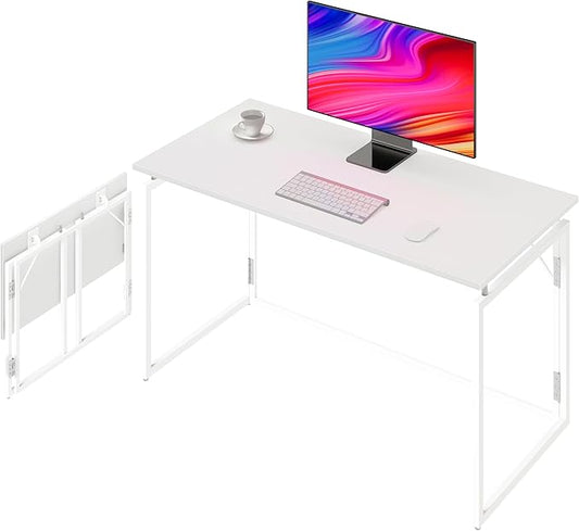 alawooder Folding Desk - 39.4” Wood Top Foldable Desk for Small Spaces | No Assembly Required Compact Desk for Home Office, Writing, and Study
