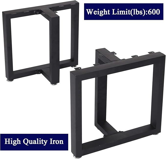 TIEOU Metal Coffee Table Leg 16” Height Industrial Rectangle Legs, Metal Bench Legs for Table Mid-Century Modern Design, Set of 2