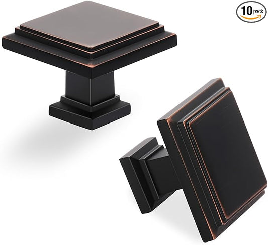 Lardmon 10 Pack Oil Rubbed Bronze Cabinet Knobs Drawer Knobs Modern Cabinet Pulls Kitchen Cabinet Handles Kitchen Cabinet Hardware Timeless Drawer Pulls for Dresser Cupboard Wardrobe, ORB(1x10)