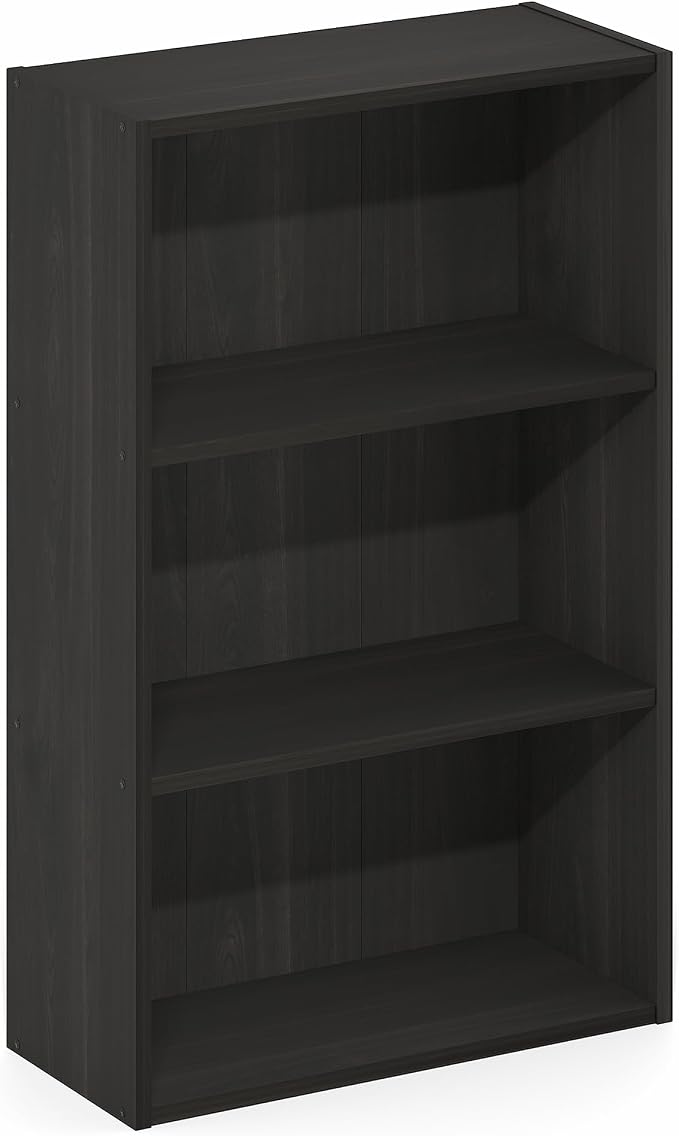 Furinno Basic Book Shelf, 3-Tier Bookshelf, Cube Storage Organizer Bookcase with Open Shelf, 7 x 17 x 26, for Living Room, Bedroom, Home Office, Espresso