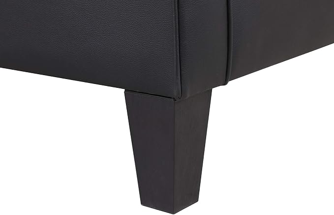 Faux Leather Accent Chair Set of 2, Mid Century Modern Living Room Chair, Upholstered Comfortable PU Leather Armchair for Bedroom, Office or Waiting Areas-Black