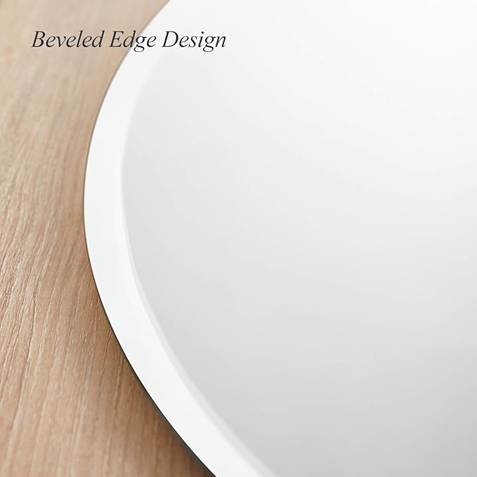 Frameless Oval Bathroom Mirror, 20x28 Inch Beveled Edge Vanity Wall Mirror for Over Sink, Modern Decorative Mirror for Bathroom, Bedroom, Entryway