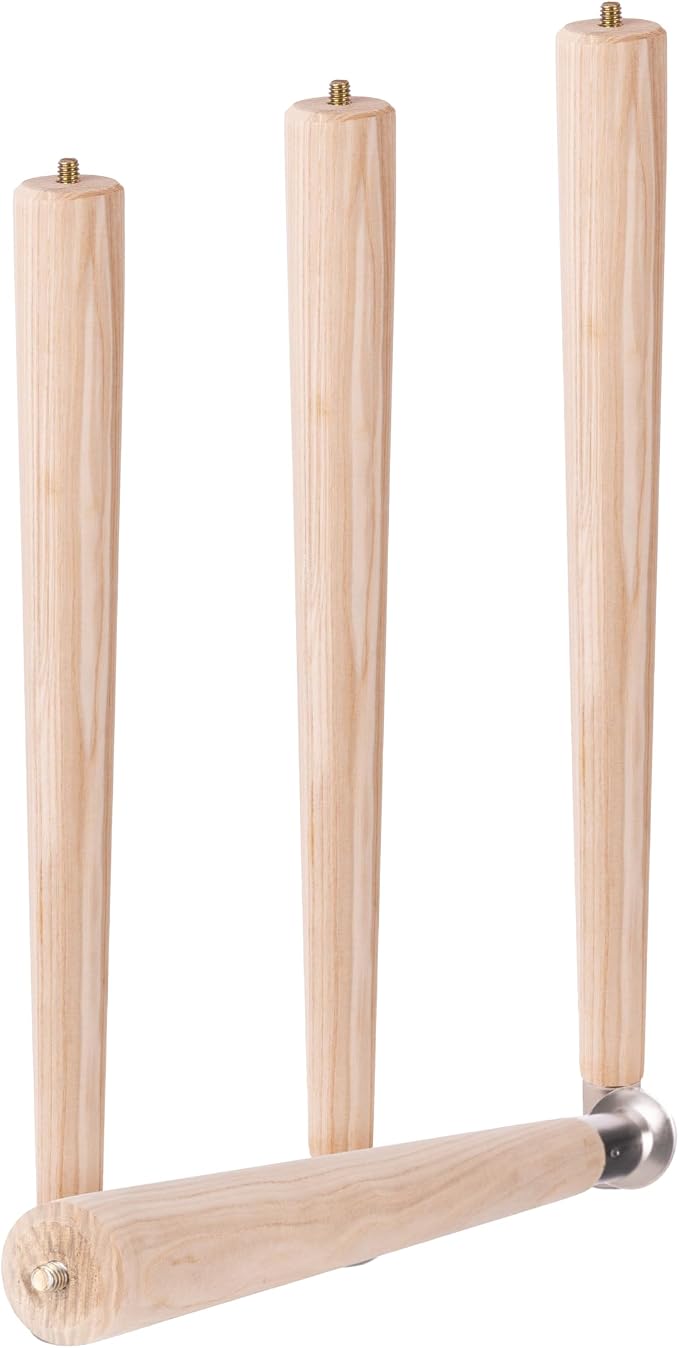 Waddell Round Taper Leg (4 Count, 16" H) | Self Leveling Quick Mount Wooden Legs with 5/16" #18 Hanger Bolt | Decorative Unfinished Furniture Legs for DIY Home Improvement | Mid Century Modern Decor
