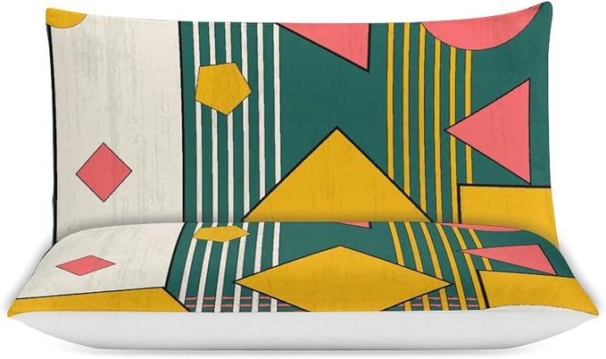 Colorful Aesthetic Comforter Cover Geometry Bed Set, Retro Atomic Duvet Cover，Modern Mid Century Bedding Sets，Aesthetic Abstract Art Bedding 3 Piece (1 Duvet Cover 86"x70" + 2 Pillow Sham 20"x30")