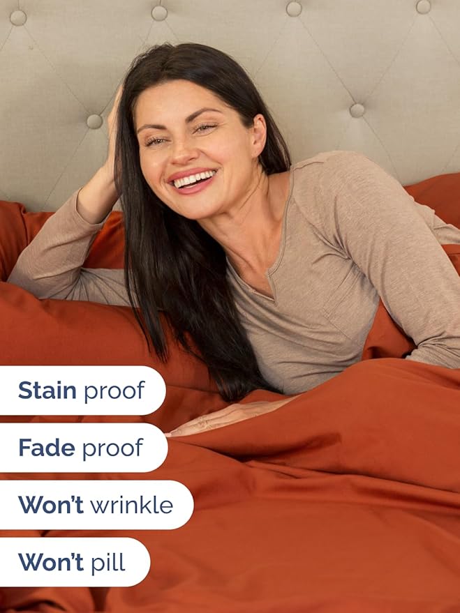 Extra Deep Split King Sheet Set - 7 Piece Breathable and Cooling Sheets - Hotel Luxury Bedding for Women, Men, Kids & Teens - Easy Secure Fit - Soft & Wrinkle Free - Extra Deep Pockets - Terracotta