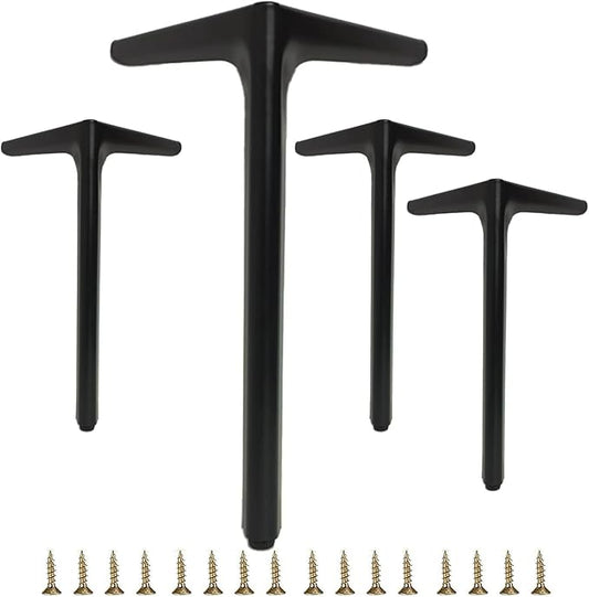 11 3/4 inch/30cm Matte Black Metal Furniture Legs Set of 4, DIY Replacement Furniture Feets with Level Feet for Cabinet, Sofa, Dresser