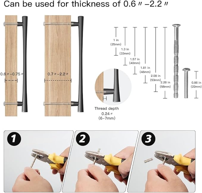 YAGU 5 Pack Black Nickel Kitchen Drawer Handles Cabinet Pulls, 7-1/2 Inch (192mm) Hole Center, Zinc Alloy Dark Gray Furniture Hardware for Dresser Closet Cupboard Vanity
