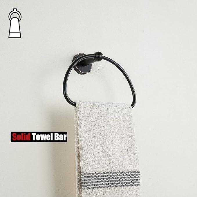 JQK Towel Ring Oil Rubbed Bronze, Stainless Steel Half Ring Towel Holder for Bathroom, 7 Inch ORB Wall Mount, TR160-ORB
