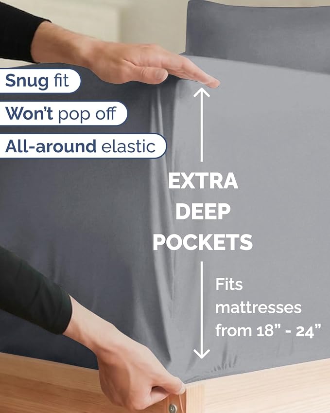 Extra Deep Twin XL Sheet Set - 4 Piece College Dorm Bed Sheets Set with Extra Deep Pockets - Ultra-Soft, Comfy & Breathable Bedding for Women, Men, Kids & Teens - Wrinkle & Fade Resistant - Steel Blue