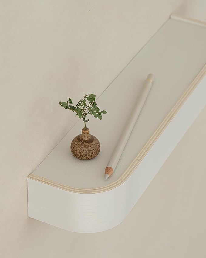 Kazai. Key Holder 'Toke' | Minimalist Key Hook Design from Berlin | Modern Key Holder Wall Mount with Wooden Shelf | Key Rack for Wall as Entryway Organizer | White