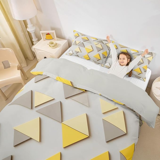 Erosebridal Abstract Art Duvet Cover Set Ombre Simplistic Geometric Queen Bedding Sets for Child Boys | Minimalist Simple Modern Comforter Cover Mid Century Bed Sets, Room Decor Aesthetic