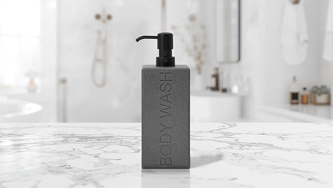 Rectangular Resin Dispenser Premium Bathroom Shampoo Conditioner Body Wash Bottle Modern Refillable Pump Design