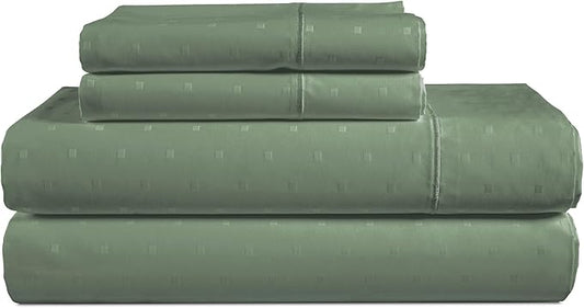 LANE LINEN 100% Egyptian Cotton Queen Sheet Set, Soft & Comfy Thick Fully Elasticized Mercerized Cotton Sheets, No Pill Fade Resistant Elegant Jaquard Swiss Dot - Iceberg Green