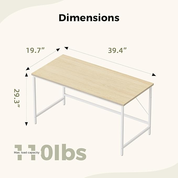 Mericonia 40 inch Computer Desk, Gaming Desk for Small Spaces, Modern Simple Style Table for Home Office, Study Student Writing Table