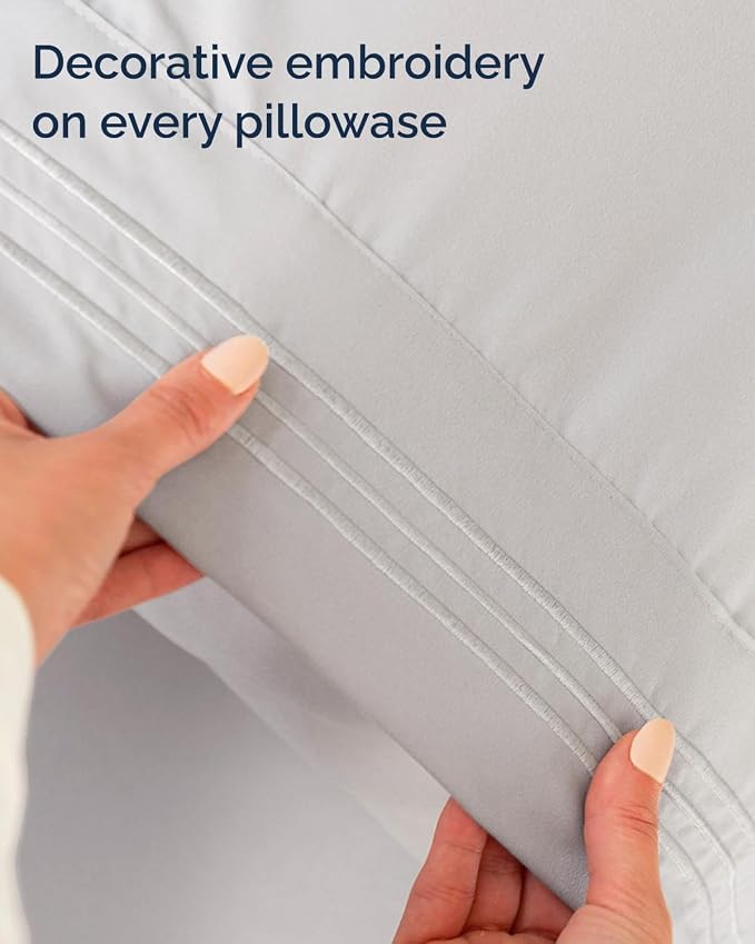 Twin XL Size 3 Piece Sheet Set - Comfy Breathable & Cooling Sheets - Hotel Luxury Bed Sheets for Women & Men - Deep Pockets, Easy-Fit, Soft & Wrinkle Free Sheets - French Grey Oeko-Tex Bed Sheet Set