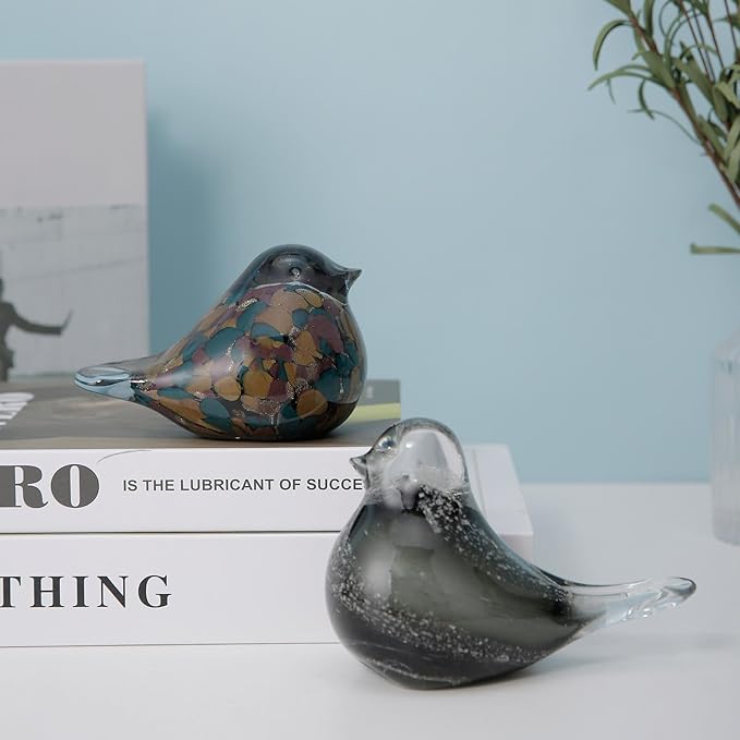 Glass Bird Decor Crystal Bird Sculpture Nature-Themed Home Accents Figurines Ornament Modern Art Living Room Shelves Tabletops