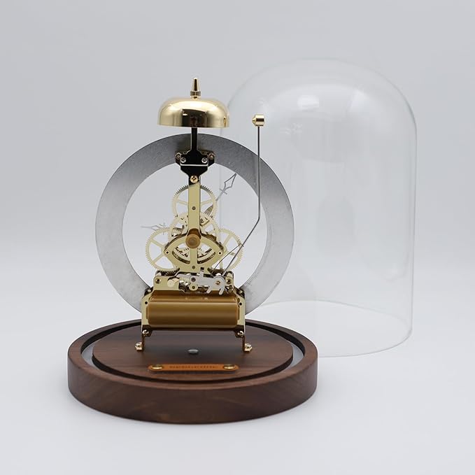 Adventurers Black Walnut Solid Wood,Classical,Mechanical Gear Clock with Glow-in-The-Dark Lights,Suitable for Room Decoration,with Light-Controlled and Voice-Activated Function (Golden)