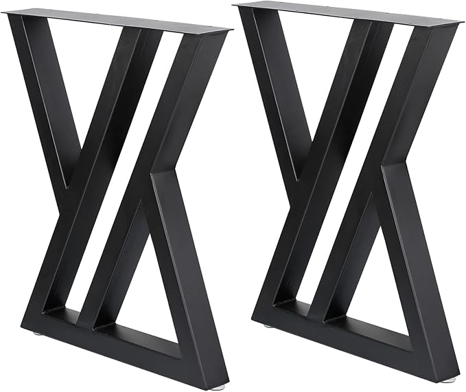 Table Legs Metal 2 PCS, Black Steel Table Legs 28" H x 24" W, Heavy Duty and Stable for DIY Tables, Desks, and Bench