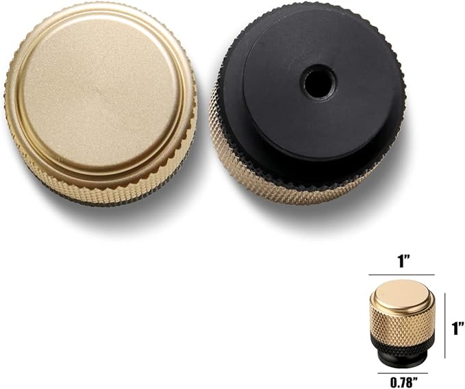6 Pack 1 Inch Cabinet Knobs Gold and Black Cupboard Aluminum Knobs Drawer Knobs Cabinet Knobs