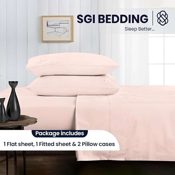 SGI bedding 100% Egyptian Cotton Sheets Full Size – 600 Thread Count Sheets Set, Soft, Cooling, 15" Deep Pocket, Luxury Hotel Bedding, Breathable, Durable - Peach