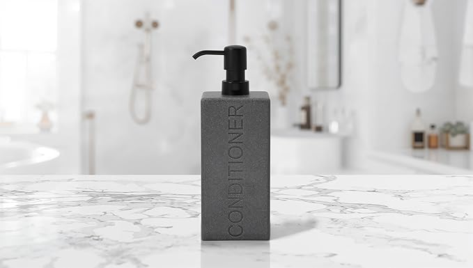 Rectangular Resin Dispenser Premium Bathroom Shampoo Conditioner Body Wash Bottle Modern Refillable Pump Design