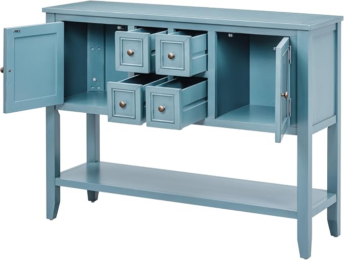 Merax Farmhouse Entryway Console Table with Storage Drawers and Shelf for Living Room Dining Room, Wood Narrow Hallway Table Sofa Table Kitchen Sideboard Cabinet with Door