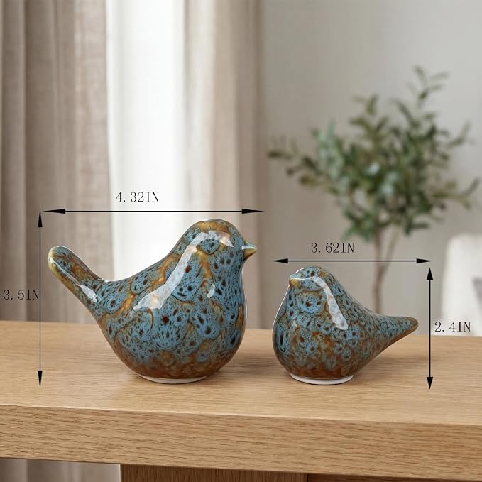 statueBird Statues, Modern Home Decor, Suitable for desks, Bookshelves, bedrooms, Living Rooms, cabinets, and Fireplace Mantel Decorations. Ceramic Animal Statues. (Blue)
