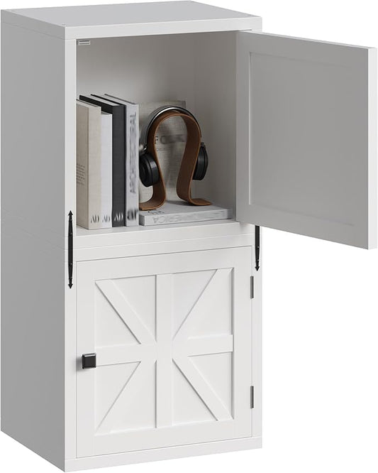 Homkdom 2 Cube Storage Organizer, DIY Bookcase with Doors, Stackable Cube Shelf with Anti-Tip Design, Modular Cubby for Bedroom, Dorm, Office, Living Room,15" W x 11.81" D x 30" H, White