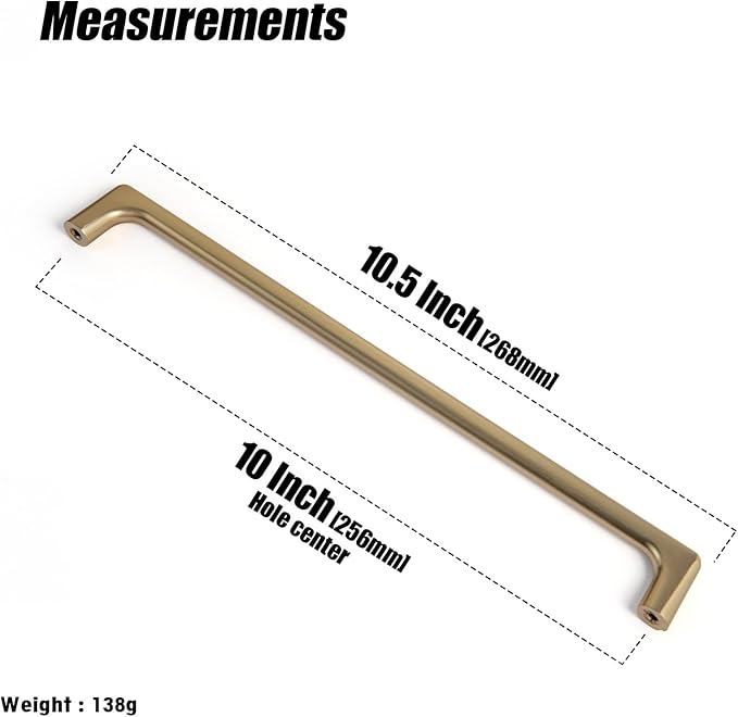 Goo-Ki Champagne Bronze Cabinet Pulls with 10'' Hole Centers, Modern Style Zinc Alloy Cabinet Handles for Dresser,Wardrobe,Cupboard- 2 Pack