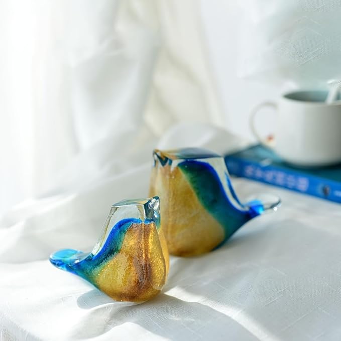 Glass Bird Decor Crystal Bird Sculpture Nature-Themed Home Accents Figurines Ornament Modern Art Living Room Shelves Tabletops