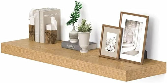 Vivelove 10 inches Deep Floating Shelves 36 inch Long, Single Wall Shelves Heavy Duty 70 lbs for Bedroom, Bathroom, Living Room, Kitchen, Office, Modern Shelf Home Decor, Set of 1, Oak