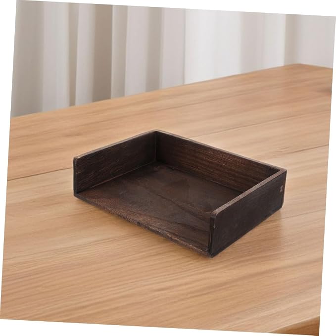 KALLORY 2pcs Vintage Solid Wood Desk Organizer Natural Wood Desktop Storage Shelf for Office Supplies Books Stationery Rustic Design for Home Study Room