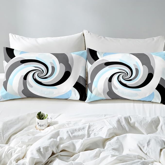 Erosebridal Geometric Circles Duvet Cover Twin for Kids Boys Girls,Blue Grey Black White Comforter Cover,Abstract Art Bedding Set,Mid Century Minimalist Bed Set with 1 Pillowcase Bedroom Decor