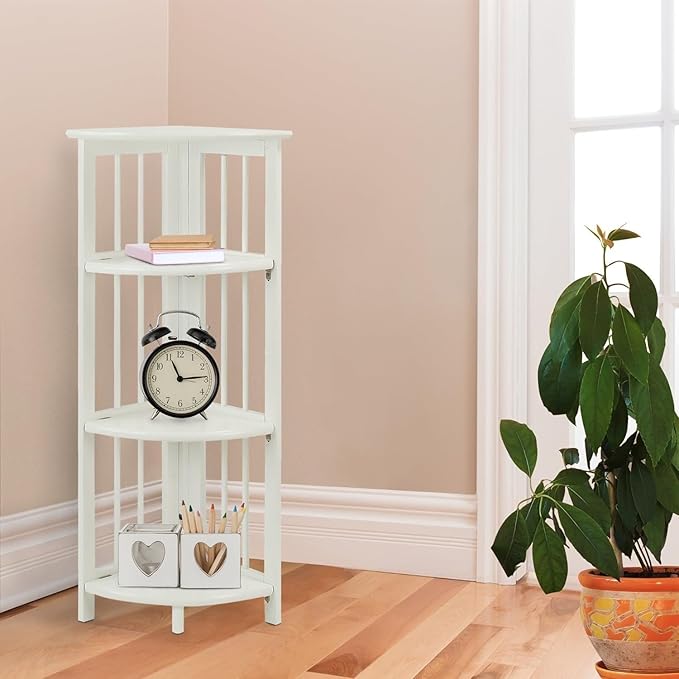Casual Home 4-Shelves Corner Folding Bookcase, White