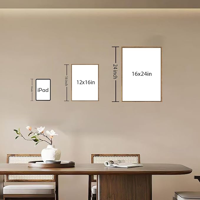 Bwodke Boho Wall Art, Framed Abstract Sunshine Wall Art, Sun Rising Neutral Canvas Wall Decor, Mid Century Geometric Pictures Set of 3, Minimalist Paintings, for Bedroom Living Room Bathroom 12"x16"